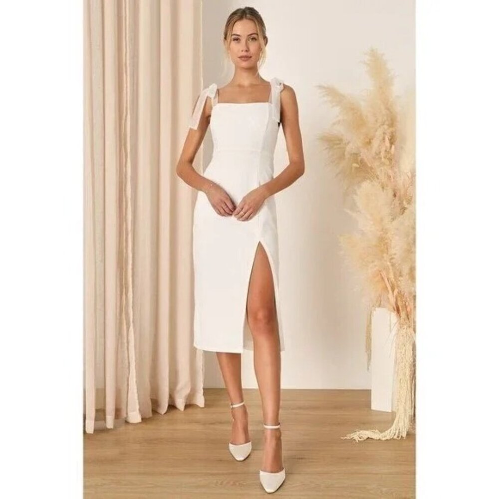Lulu's Women's Romantic Celebration Organza Strap Dress Ivory Size M NWT